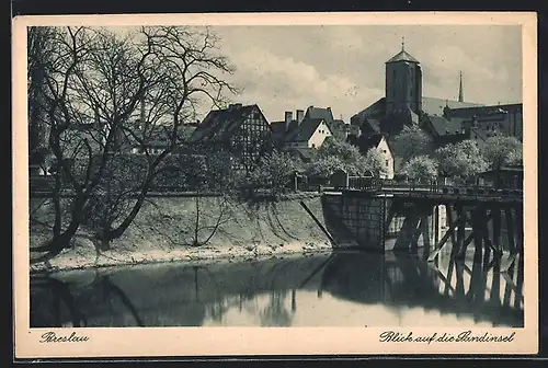 AK Breslau, Blick auf die Sandinsel