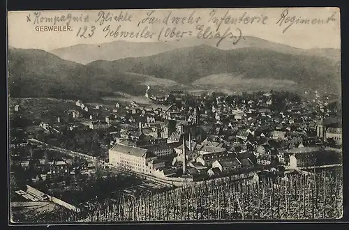 AK Gebweiler, Ortschaft vom Weinberg aus gesehen