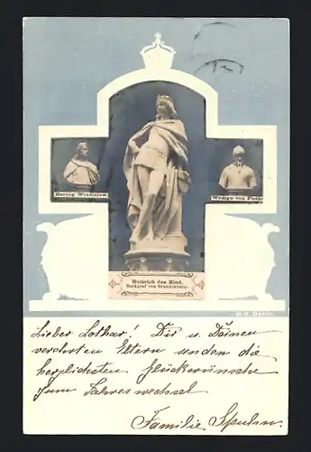 AK Berlin, Denkmal in der Sieges-Allee von Heinrich das Kind von Preussen, Herzog Wradislaw