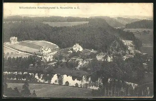 AK Neumühle a. d. Elster, Blick auf die Villenkolonie Knottengrund