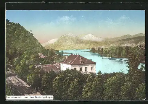 AK Nonnenwerth, mit Blick auf Siebengebirge