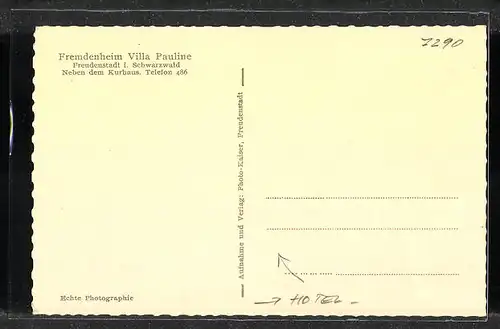 AK Freudenstadt i. Schwarzwald, Hotel Villa Pauline