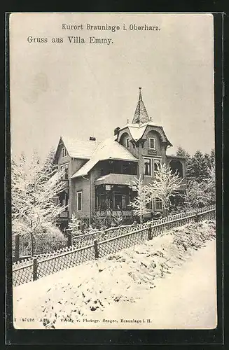 AK Braunlage i. Oberharz, Hotel Villa Emmy im Winter