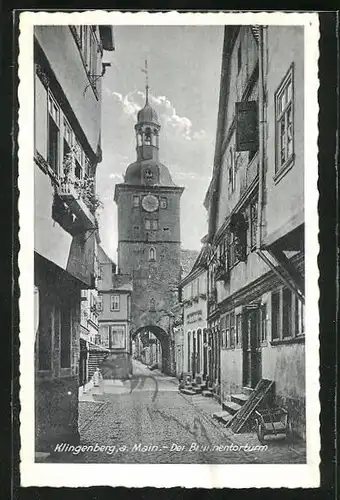 AK Klingenberg a. Main, Strassenpartie am Brunnentorturm