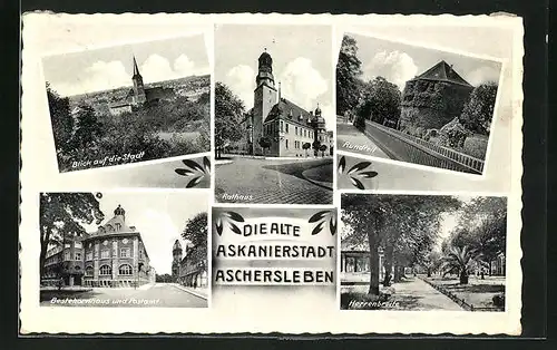AK Aschersleben, Bestehornhaus und Postamt, Herrenbreite, Rathaus