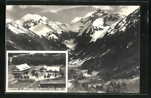 AK Oberstdorf, Gasthof und Pension Spielmannsau, Panorama