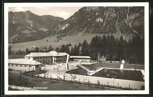 AK Oberstdorf /Allgäu, Ausblick auf die Badeanstalt