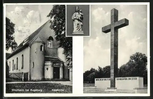 AK Westheim b. Augsburg, Kobelkirche und Kobelkreuz
