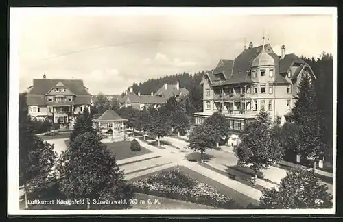 Foto-AK Königsfeld i. Schwarzwald, Ortspartie mit dem Schwarzwald-Hotel