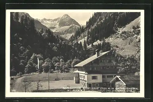AK Hindelang, Berggasthof Giebelhaus, Blick auf Luitpolshaus und Wiedemer