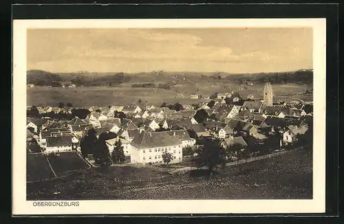 AK Obergünzburg, Blick von der Bergwiese auf den Ort