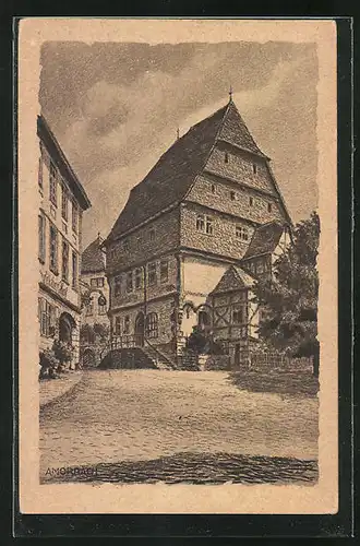 Künstler-AK Amorbach, Altes Rathaus