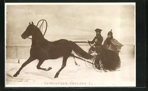 AK Nikolai I. von Russland auf einem Pferdeschlitten