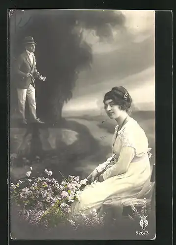 Fotomontage-AK Dame und Kavalier