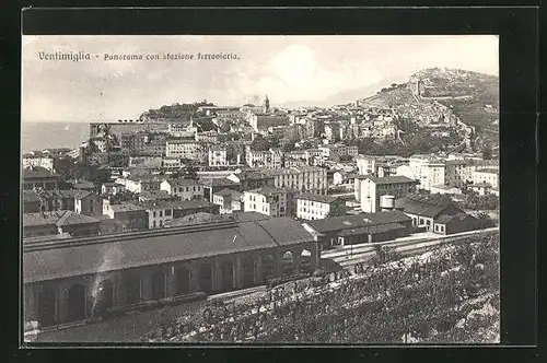 AK Ventimiglia, Panorama con stazione ferroviaria, Bahnhof