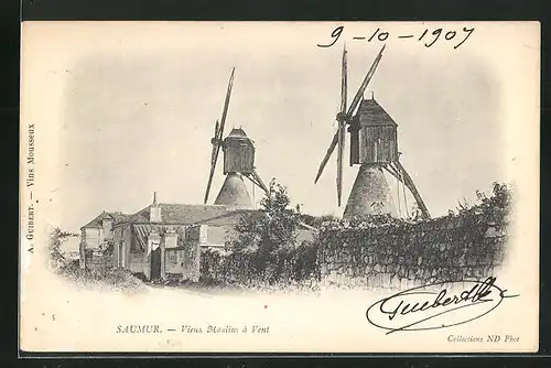 AK Saumur, Vieux Moulins à Vent, Windmühlen