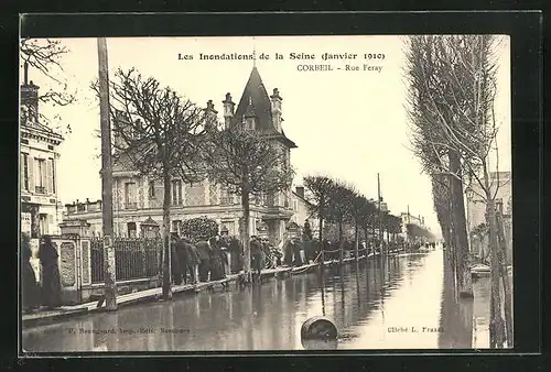 AK Corbeil, Rue Feray, Les Inondations de la Seine 1910, Hochwasser