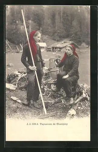 AK Champéry, Paysannes, Bäuerinnen bei der Arbeit