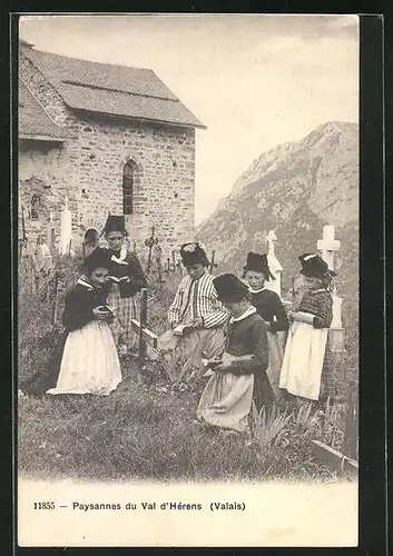 AK Paysannes du Val d`Hérens, Schweizer Bauernmädchen aus dem Val d`Hérens