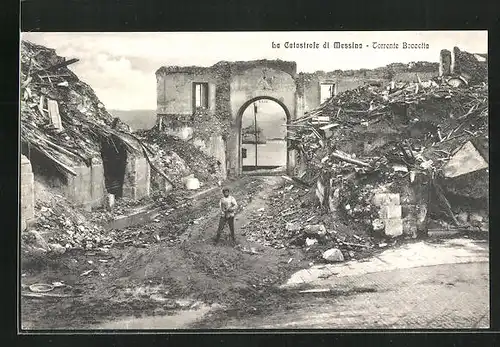 AK Messina, La catastrofe, Torrente Boccetta, Erdbeben