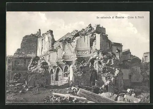 AK Messina, La catastrofe, Chiesa S. Nicolò, Erdbeben