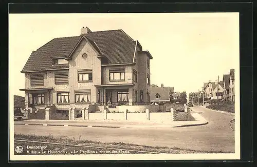 AK Duinbergen, Villas Le Hanneton, Le Papillon et rue des Oyats