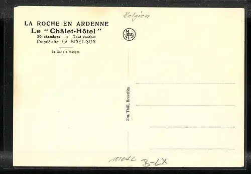 AK La Roche en Ardenne, Le Châlet-Hôtel, La Salle à Manger