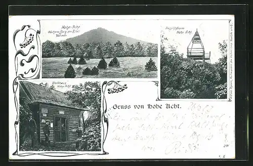 AK Adenau, Gasthof Blockhaus Hohe Acht, Aussichtsturm Hohe Acht