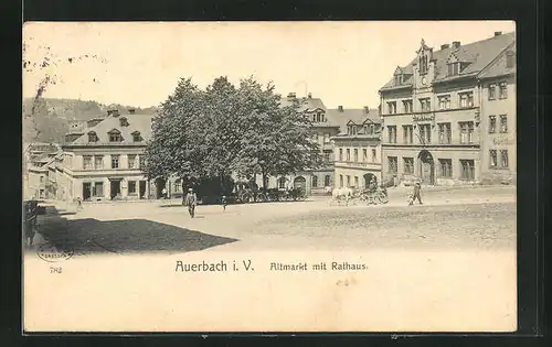 AK Auerbach i. V., Altmarkt mit Rathaus