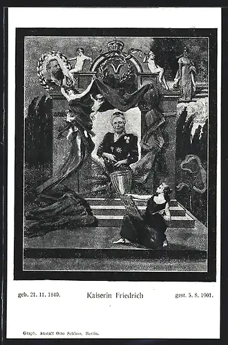 AK Trauerkarte Kaiserin Friedrich 1901