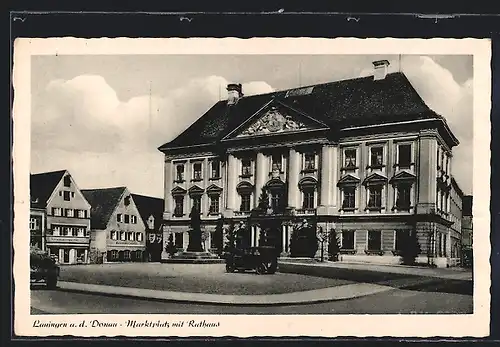 AK Lauingen a. d. Donau, Marktplatz mit Rathaus