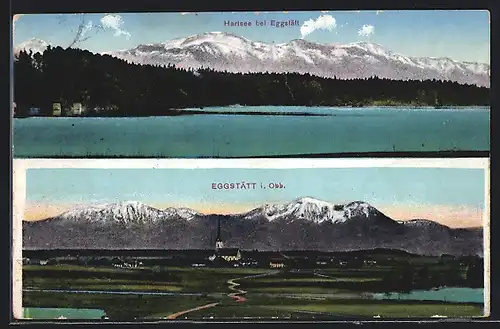 AK Eggstätt i. Obb., Panorama mit Kirche