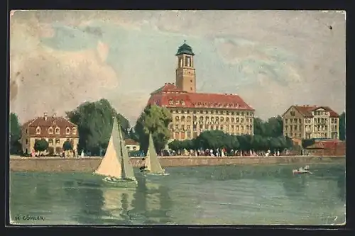 Künstler-AK Bad Schachen, Blick zum Kurhaus