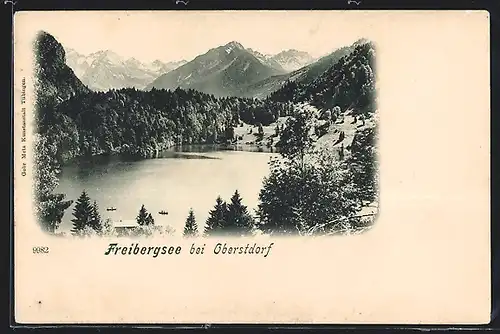AK Oberstdorf, Freibergsee aus der Vogelschau