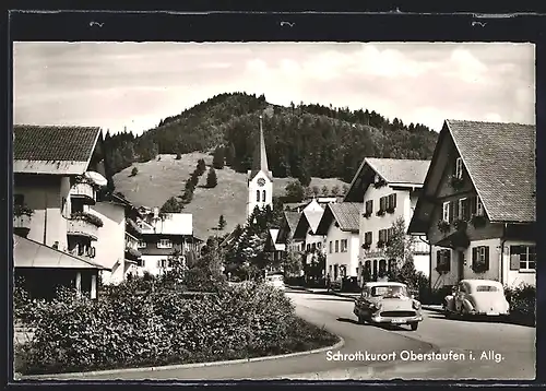 AK Oberstaufen i. Allg., Ortspartie mit Kirche