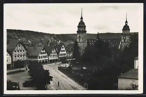 AK Freudenstadt im Schwarzwald, Blick über den Marktplatz