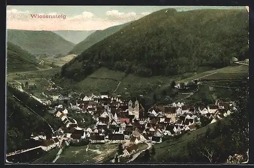 AK Wiesensteig, Totalansicht aus der Vogelschau