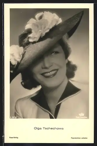 AK Schauspielerin Olga Tschechowa mit Hut
