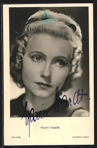 AK Schauspielerin Karin Hardt mit Autograph