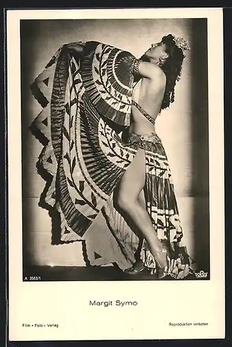 AK Schauspielerin Margit Symo in schwarzweiss fotografiert
