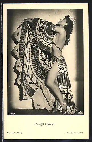 AK Schauspielerin Margit Symo in schwarzweiss fotografiert