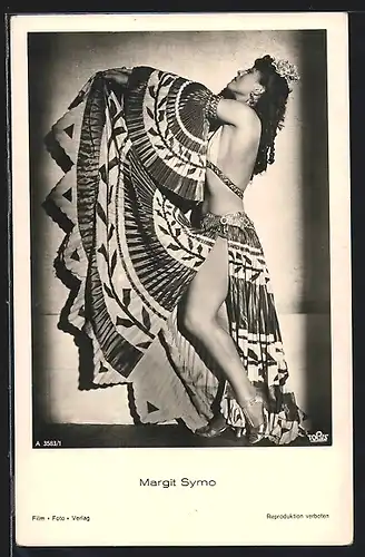 AK Schauspielerin Margit Symo in schwarzweiss fotografiert