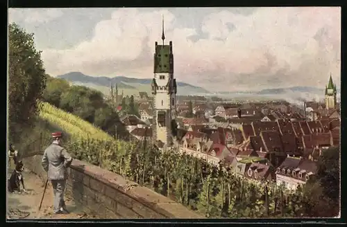 Künstler-AK Heinrich Hoffmann: Freiburg i. Br., Teilansicht vom Schlossplatz aus