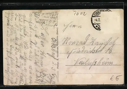 AK Oedsbach b. Oberkirch, Ortspartie mit Kirche