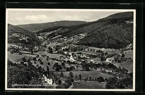 AK Nordrach /Bad. Schwarzwald, Panorama mit Kirche