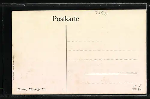 AK Beuron, Blick in den Klostergarten