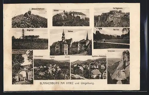AK Blankenburg am Harz, Rathaus, Eingang zum Regenstein, Der Thie