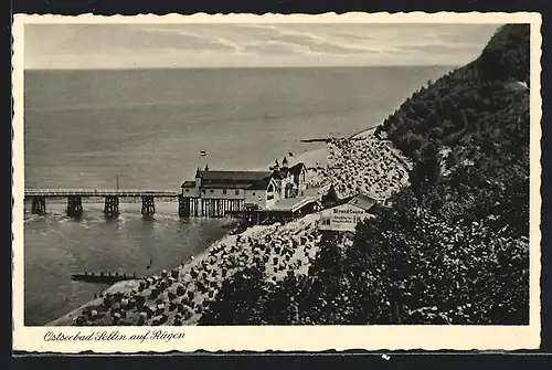 AK Sellin auf Rügen, Ostseebad, Strandpartie mit Cafe Strand-Casino