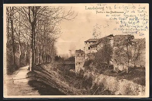 AK Landsberg a. L., Partie von der Stadtmauer
