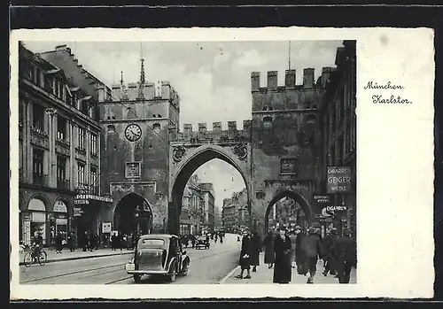 AK München, Strasse am Karlstor mit Hotel Deutscher Hof